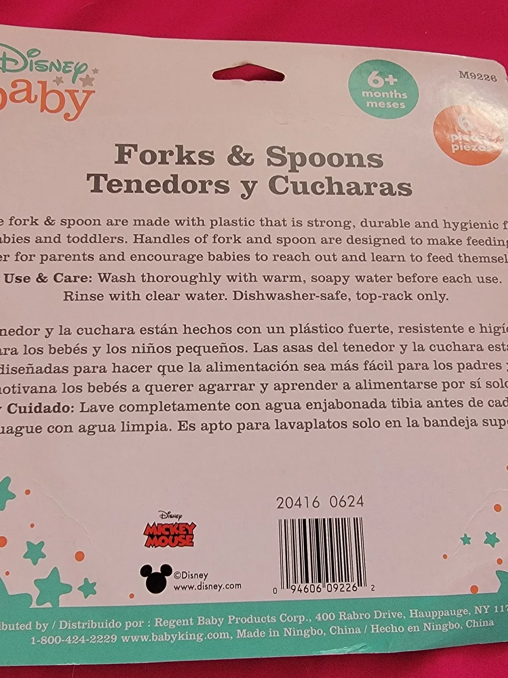 5 Packs Of Disney Baby Mickey & Friends Pink Fork and Spoon Set - 6 Pack